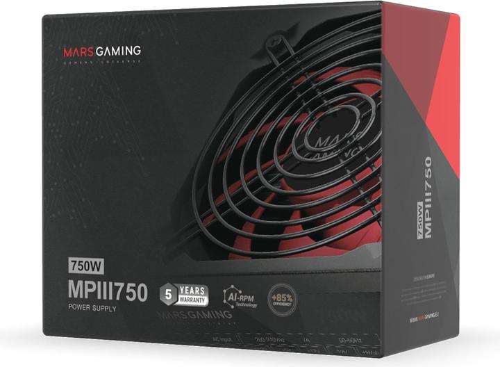 Actual product image Mars Gaming Alimentation ATX MPIII - 750W (Noir/Rouge) (750 W)