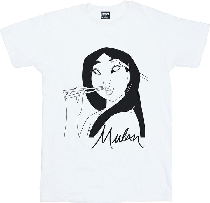 Actual product image Disney Womens/Ladies Mulan Chopsticks Cotton Boyfriend T-Shirt (XL)