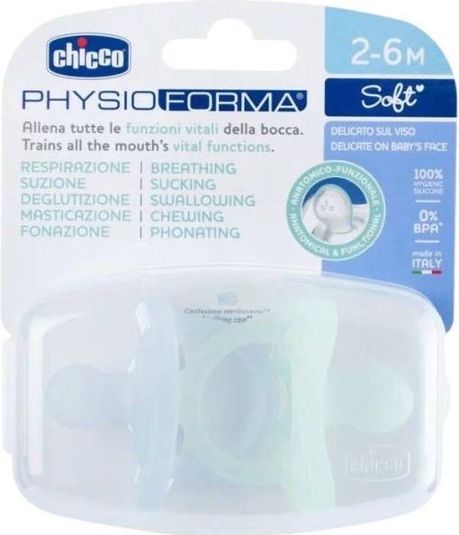 Image du produit Chicco Sucettes physiologiques PHYSIOFORMA SOFT, BLUE, silicone, 2 pcs - 2-6m (2 x, 2-6 J.)