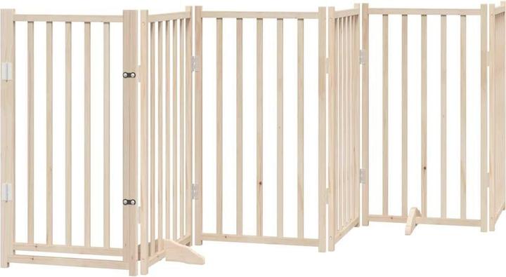 vidaXL Hundetor mit Tür Faltbar Hundegitter Schutzgitter 6-tlg. Massivholz Tanne (2 cm)