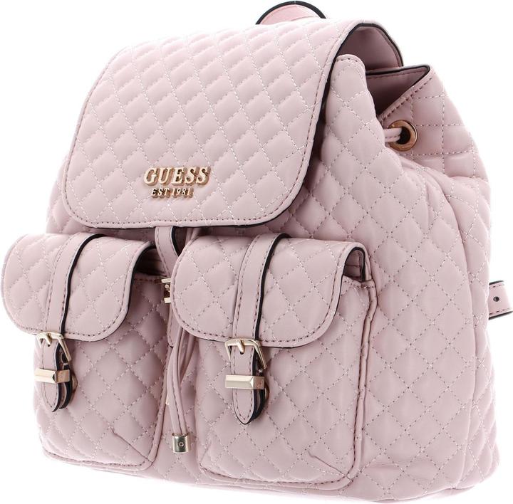 Guess Adam Flap, Polyurethane, Textile Backpack, Pale Rose, For Women
