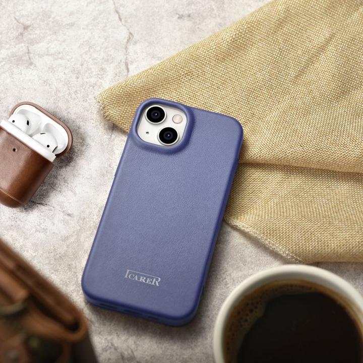 Actual product image iCarer CE Premium Leather Folio Case for iPhone 14 Plus Magnetic Flip Leather Folio Case MagSafe Lig (Apple iPhone 14 Plus)