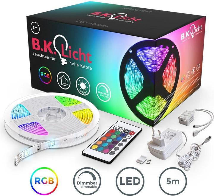 Actual product image B.K.Licht LED flex strip, white, 150xRGB-LED/0.16W (4.80 cm, Indoor)