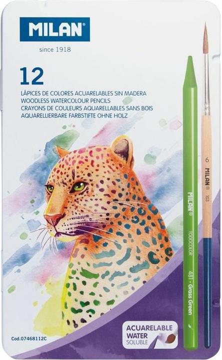 Produktbild Holzfreie Aquarellstifte 12 Farben + Pinsel (12 Farben, 12 x)