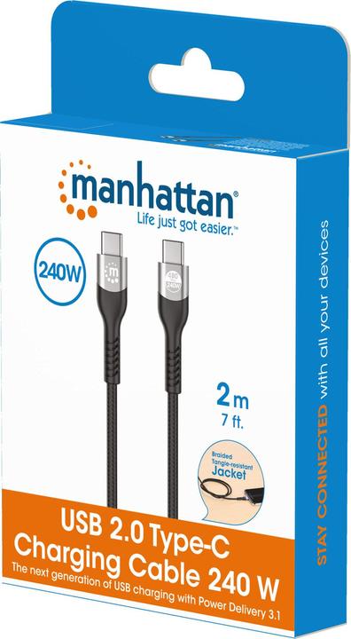 Actual product image Manhattan USB 2.0 Type C EPR Charging Cable 240 W / PD 3.1 (2 m, USB 2.0, 240 W)