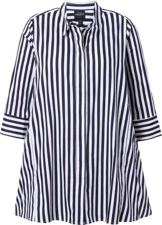 Produktbild Ulla Popken Bluse, Streifen, Godetfalten, Hemdkragen, 3/4-Arm (42, 44)