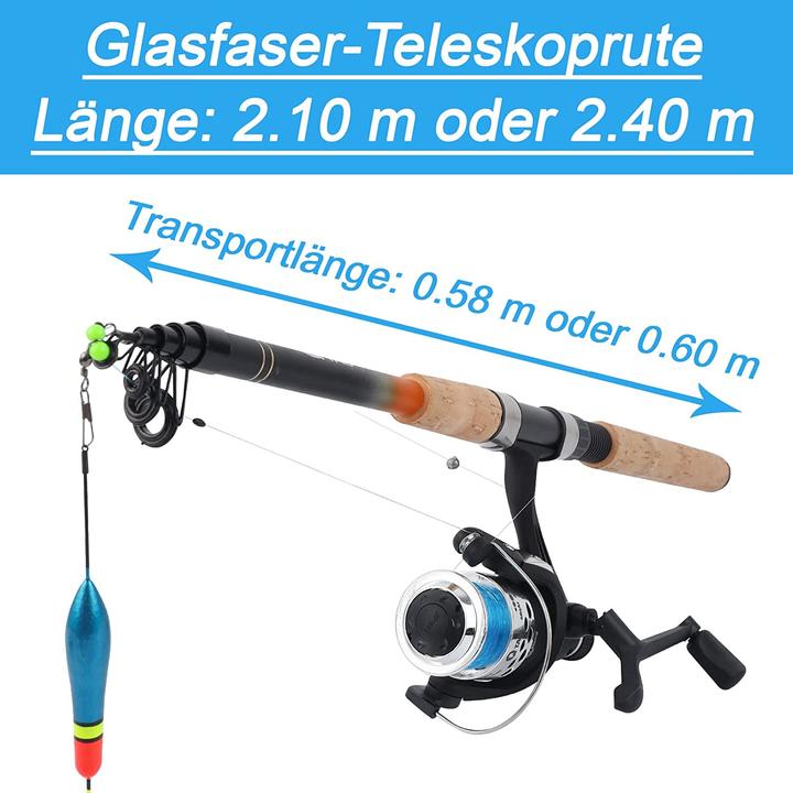 Image du produit Q-Tac Ensemble de pêche à la truite 210 cm (Télescope, Kit de pêche, 210 cm)