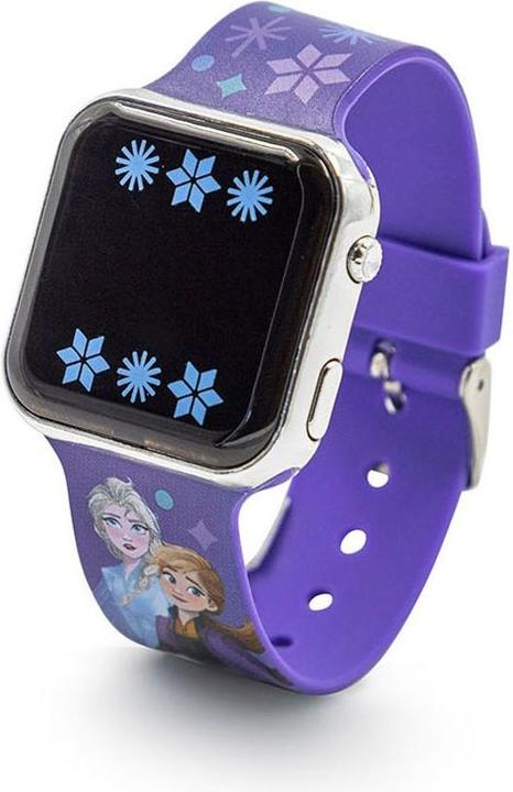 Actual product image Accutime LED kids clock Disney's The Ice Queen (purple), digital clock with LED display for time and dat (Digital watch, 38 mm)