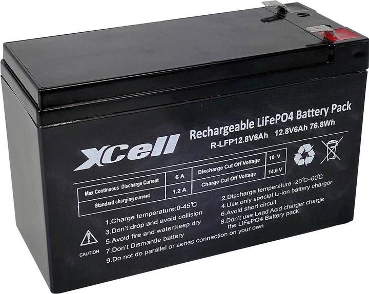 XCell 12.8-6 Spezial-Akku LiFePo-Block Flachstecker LiFePO 4 12.8 V 6000 mAh (12.80 V, 6000 mAh)