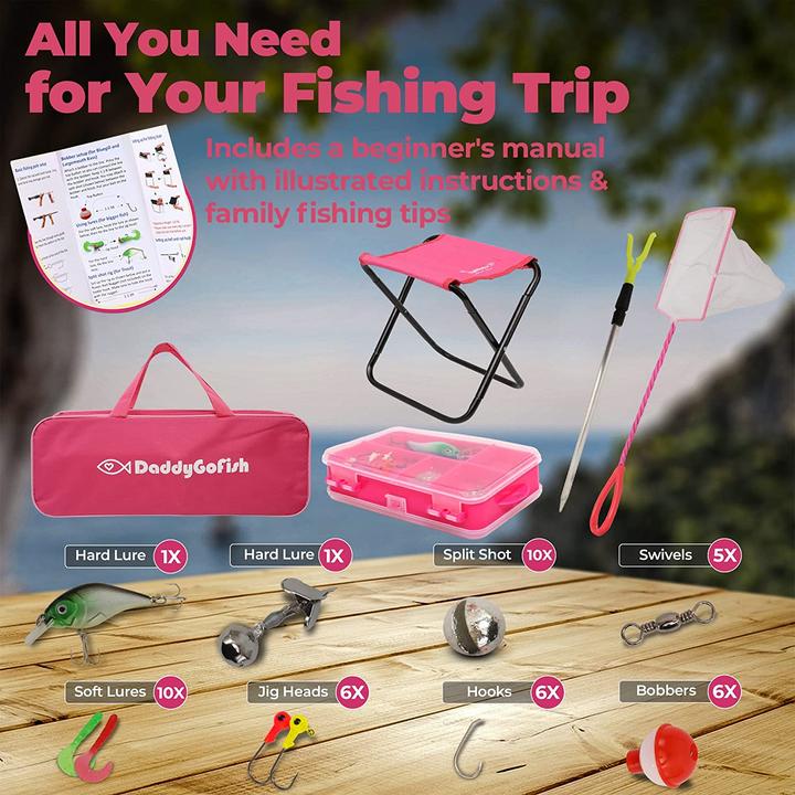 Image du produit DaddyGoFish Kit de pêche enfant Rosa 4ft (Kit de pêche, 120 cm)