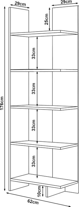 Produktbild En.Casa Bücherregal Vireftere 176x62x29 cm Grau (62 x 29 x 176 cm)
