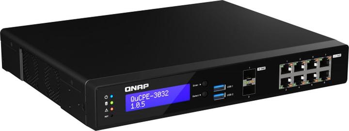Image du produit QNAP QuCPE-3032-C3558R-8G Intel Atom C3558R 8x2.5GbE ports RJ45 et 2x10GbE ports SFP+ 2xM.2 2280 NV