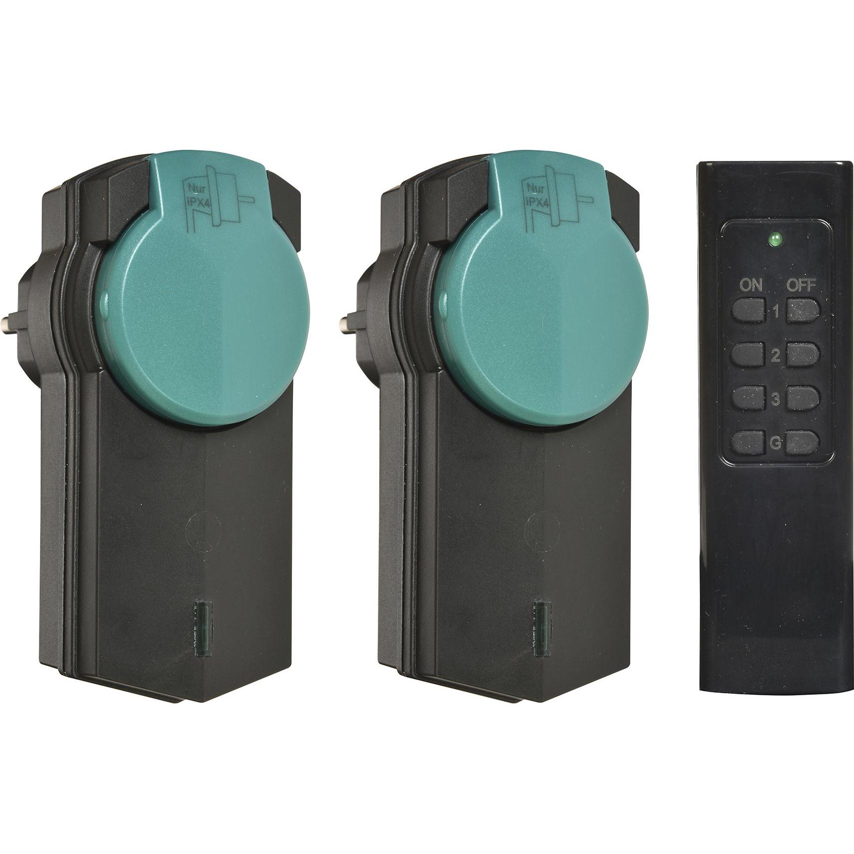 Thumbnail - Heitech, Zeitschaltuhr, Funksteckdosen-Set für Aussen IP44 3teilig