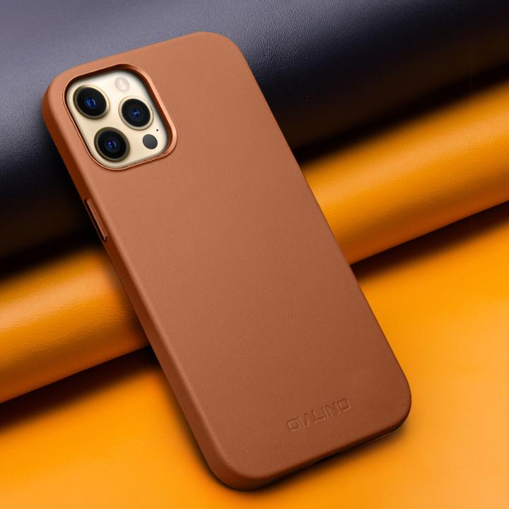 Actual product image QiAlino Coque cuir véritable (compatible MagSafe) (Apple iPhone 12 Pro Max)