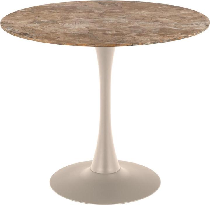 Aberta polished table top, Rough grey powder-coated frame