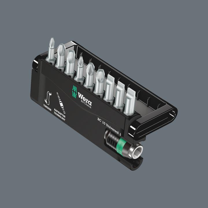 Actual product image Wera Bit-Check 10 Universal 3 SB (Cross Phillips PH, Cross Pozidriv PZ, Screw slot)