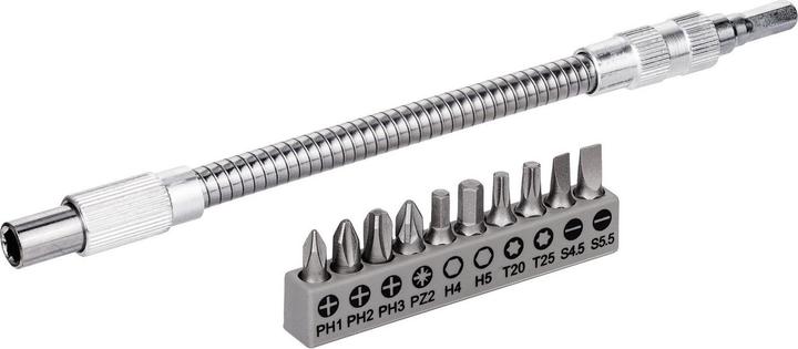 Bosch Professional Zubehör 11 pcs. flexible metal extension SDB (Hexagon socket TX, Screw slot, Hexagonal, Cross Pozidriv PZ, Cross Phillips PH)