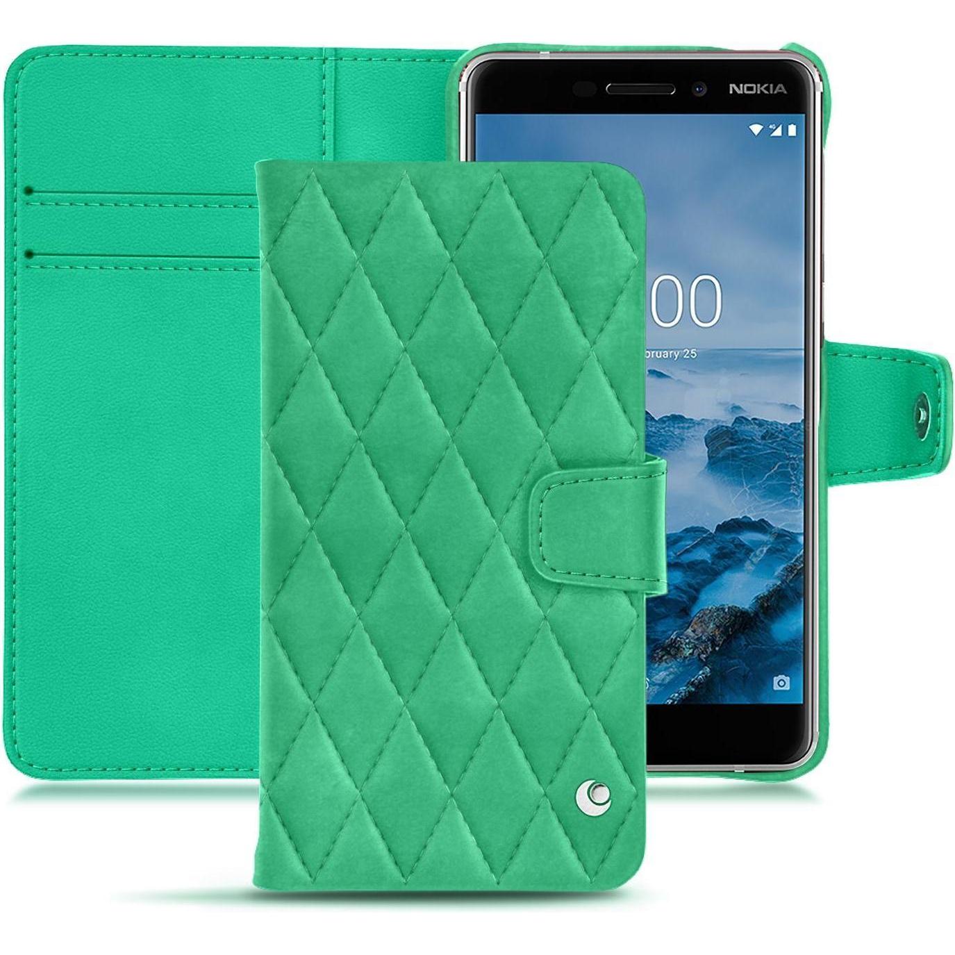 Noreve Lederschutzhülle Wallet (Nokia 6 (2018)), Smartphone Hülle, Grün
