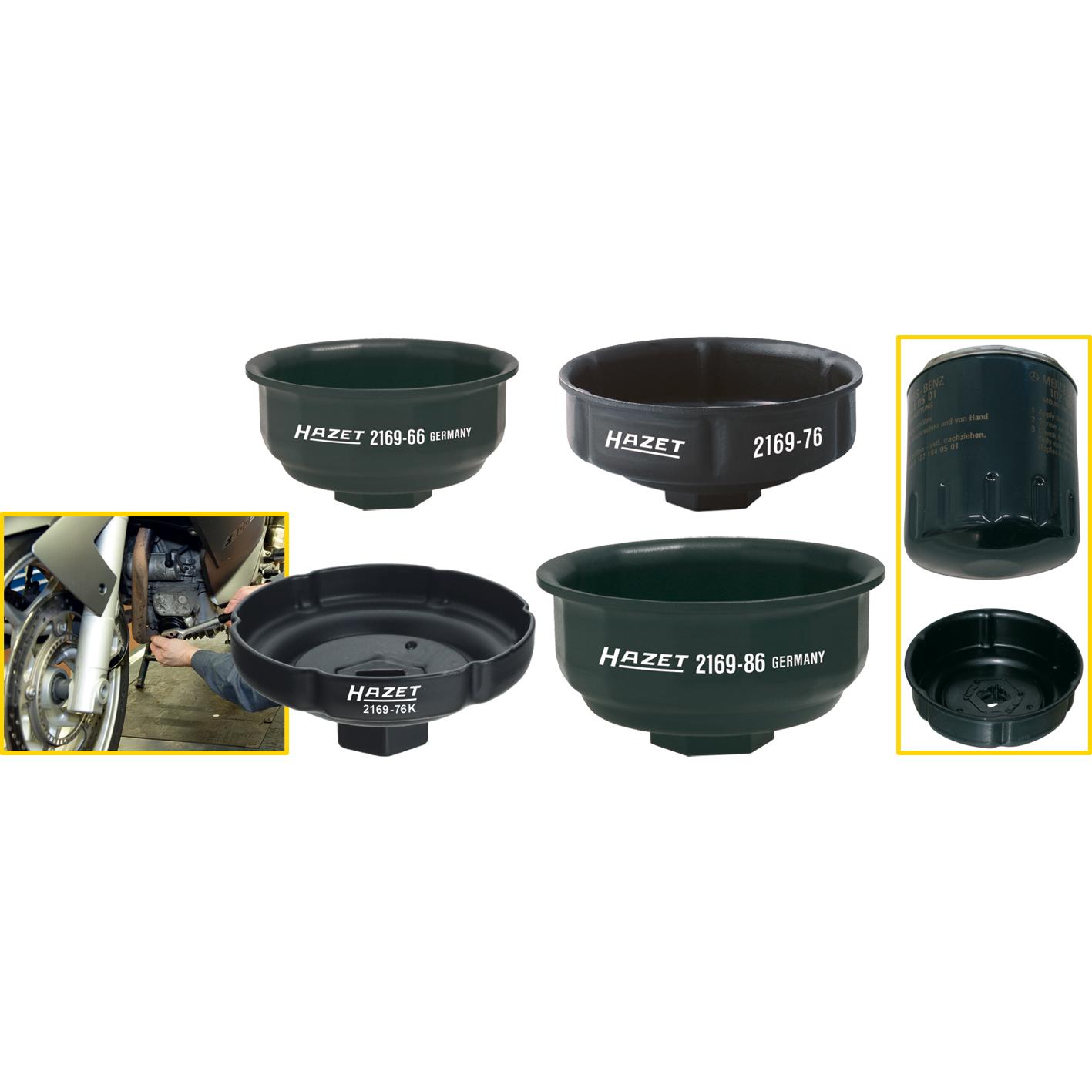 HAZET, Fahrzeug Werkzeug, Ölfilter-Schlüssel 2169-66 ∙ Vierkant12,5 mm (1/2 Zoll) ∙ Rillenprofil ∙ 76 mm