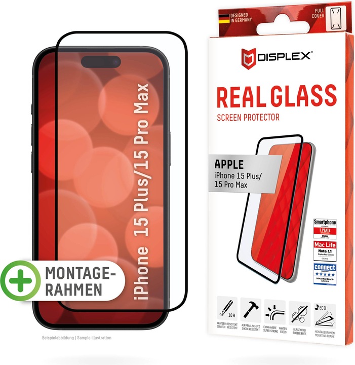 Produktbild Displex Real Glass, Full Cover Panzerglas (1 Stück, Apple iPhone 15 Plus, Apple iPhone 15 Pro Max)