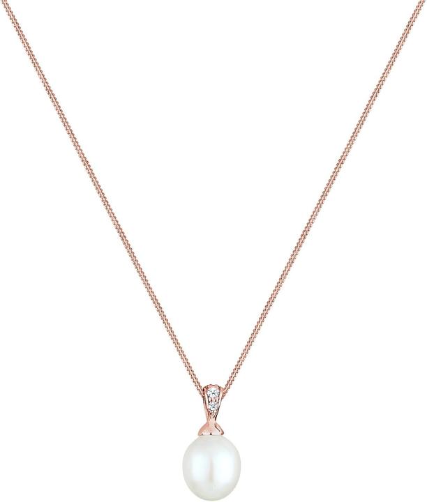 Produktbild Elli Womens Necklace with Pendant Classic Pearl Diamond White 005 ct in 925 Sterling Silver (925 Sterling Silber, 45 cm)