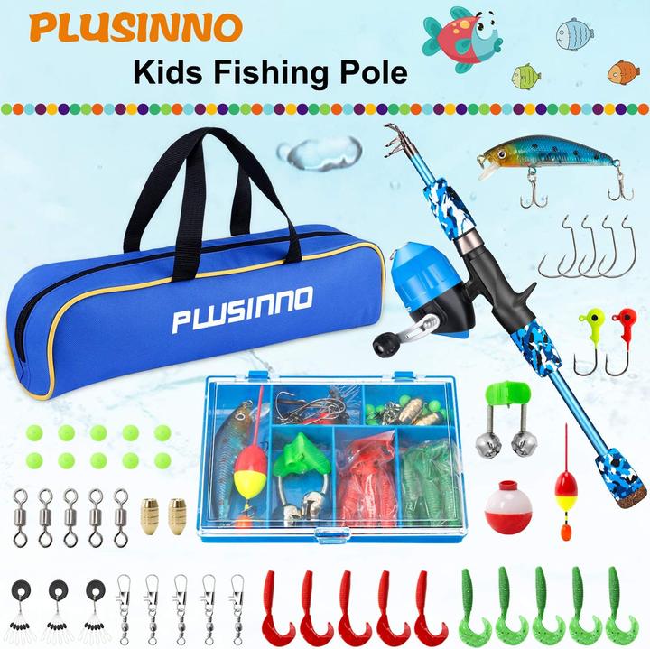 Immagine prodotto Plusinno Set da pesca per bambini in blu (Set da pesca, 150 cm)
