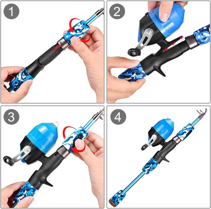Immagine prodotto Plusinno Set da pesca per bambini in blu (Set da pesca, 150 cm)