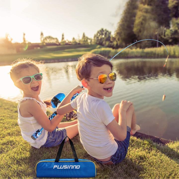 Immagine prodotto Plusinno Set da pesca per bambini in blu (Set da pesca, 150 cm)