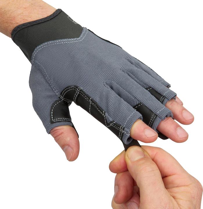 Actual product image Tribord Sailing gloves half hand 500 ladies/men dark grey (XXL)