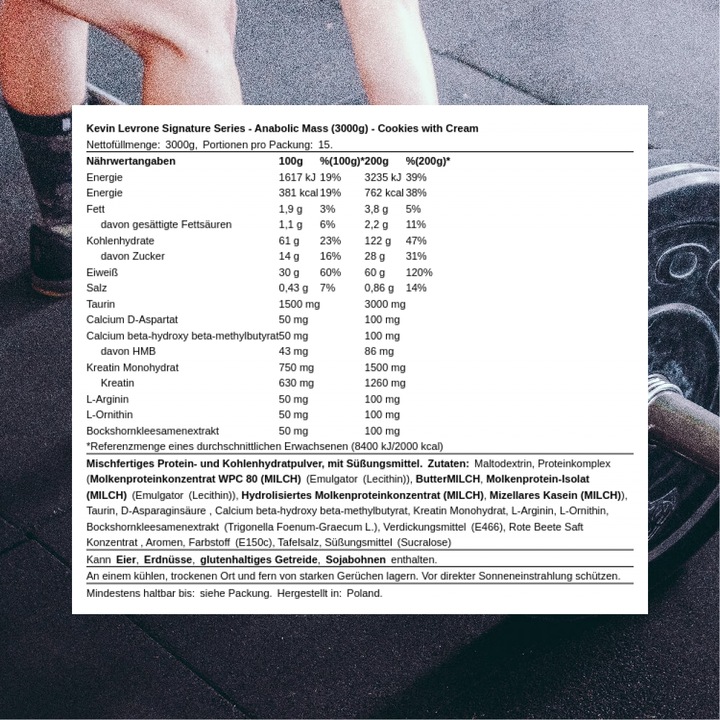 Actual product image Kevin Levrone Anabolic Mass (Cookies with Cream, 1 pcs., 3000 g)