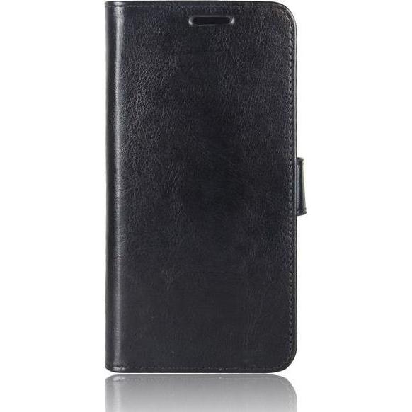 MU Classic Crazy Horse Leder Bookcover Series (Sony Xperia 8), Smartphone Hülle, Schwarz