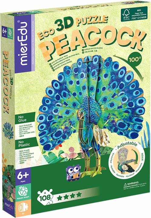 Produktbild mierEdu Eco 3D Puzzle - Der Pfau (beweglich) (108 Teile)