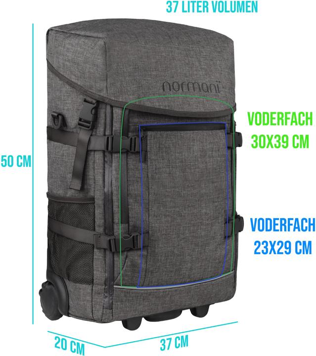 Immagine prodotto Normani Rucksack mit Trolleyfuktion und kleinem Rucksack (45 l)