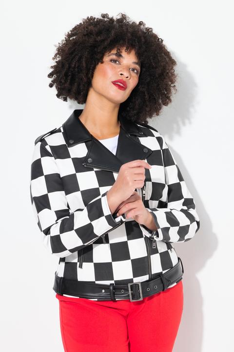 Actual product image Angel of Style Lederoptik-Jacke, Bikerjacke, Schachbrett-Karo (56)