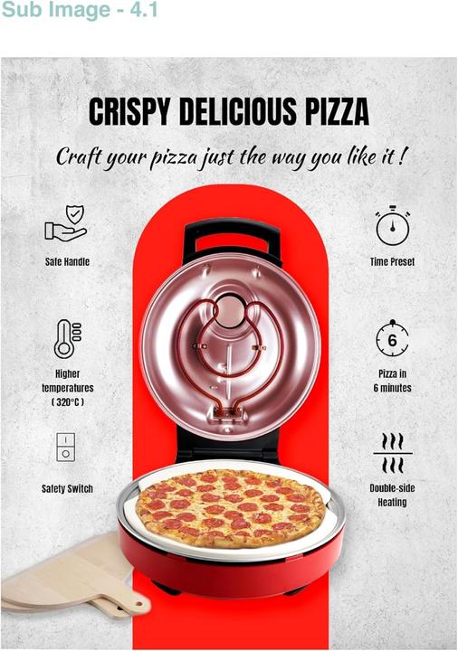 Actual product image Bestron Pizza maker, red