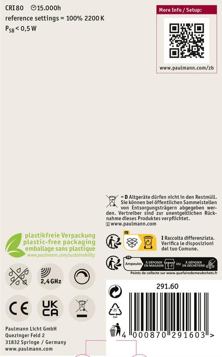 Image du produit Paulmann Filament Globe Zigbee (E27, 470 lm, 1x)