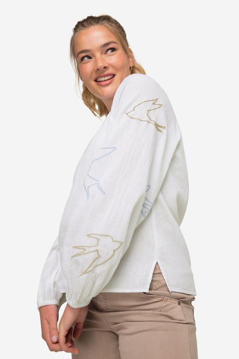 Produktbild Laurasøn Bluse, Vogel-Stickerei, Tunika-Ausschnitt, Raglan-Langarm (XL)