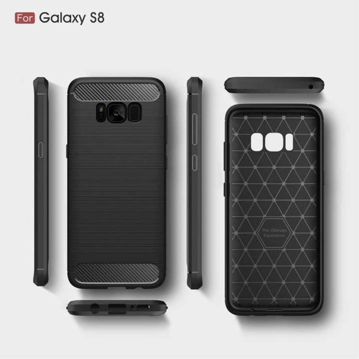 Produktbild König Design Hülle Handy Schutz für Samsung Galaxy S8 Case Cover Etuis Carbon Optik Schwarz (Samsung Galaxy S8+)