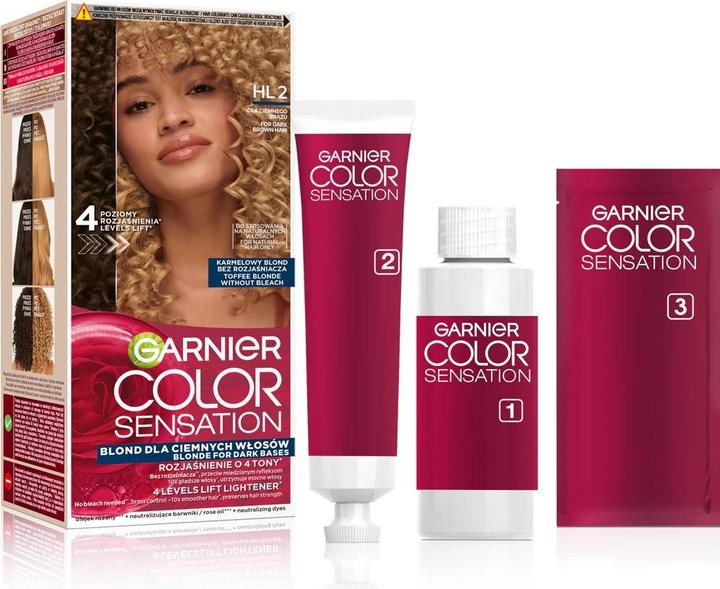 Actual product image Garnier Color Sensation Hair Color Cream Hl2 Caramel Blonde 112ml (Caramel blonde)
