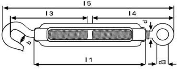Actual product image Pösamo Turnbuckle 8x110 mm stainless steel with hook and sen