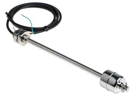 Actual product image RS PRO Float switch internal, make/break contact, stainless steel, 600 mA, 120V, up to +135°C, 1m cable