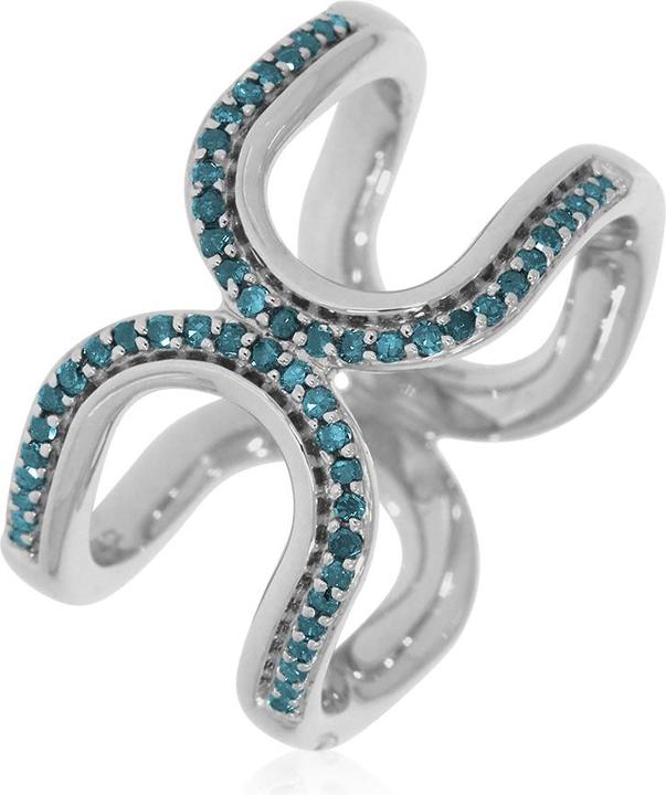 Immagine prodotto Xen Anello con 54 diamanti blu da 0,26 ct. circa placcato in rodio (52, 925 Argento)