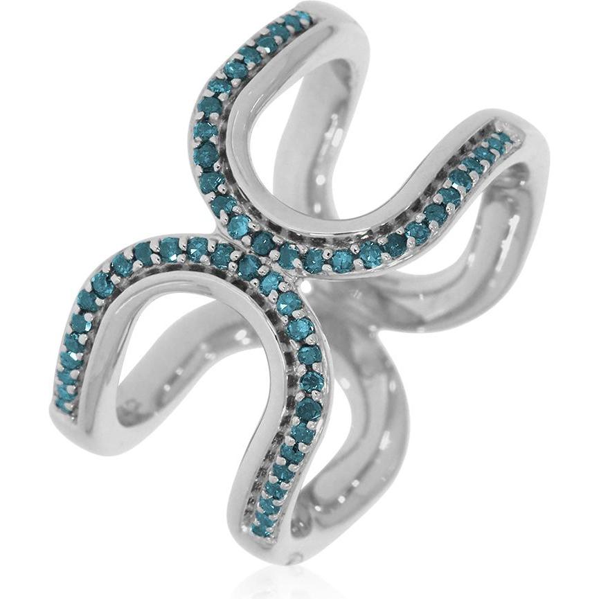 Thumbnail - Xen, Ring, Ring mit 54 blauen Diamanten ca. 0,26 ct. rhodiniert, (58, 925 Silber)