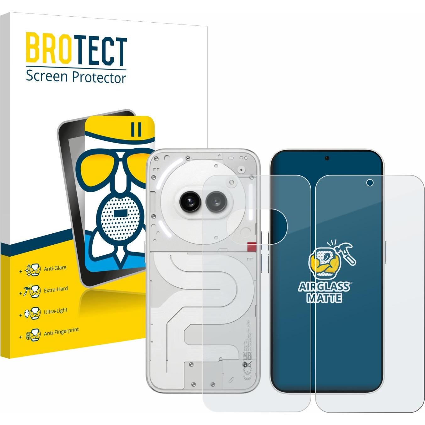 BROTECT AirGlass Panzerglasfolie Matt (1 Stück, Nothing Phone (2a)), Smartphone Schutzfolie, Grau