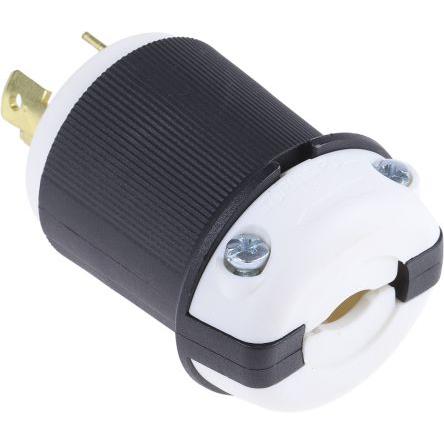 Rs Pro Netzstecker Kabel, 2P+E, NEMA L6 - 30P, 250 V / 30A Schwarz, für USA, Elektronikkabel + Stecker, Schwarz