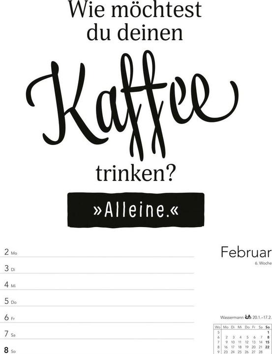 Produktbild Harenberg Typo-Sprüche-Kalender s/w Wochenplaner 2026 - mit 53 witzigen Sprüchen (25 x 35.5 cm)