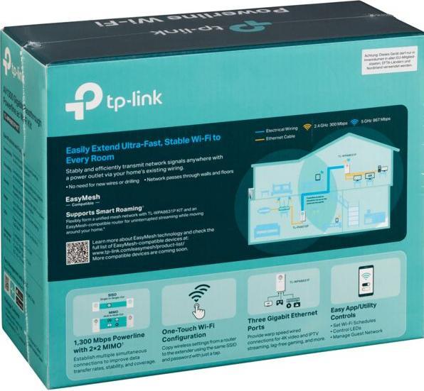 Productafbeelding TP-Link Powerline TL-WPA8631P Kit AV1300 3-poorts (1300 Mbit/s)