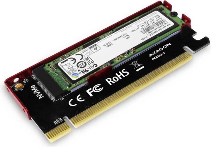 Actual product image Axagon PCEM2-S - PCIe - M.2 - Low Profile - PCIe 3.0 - Black - Red - PC