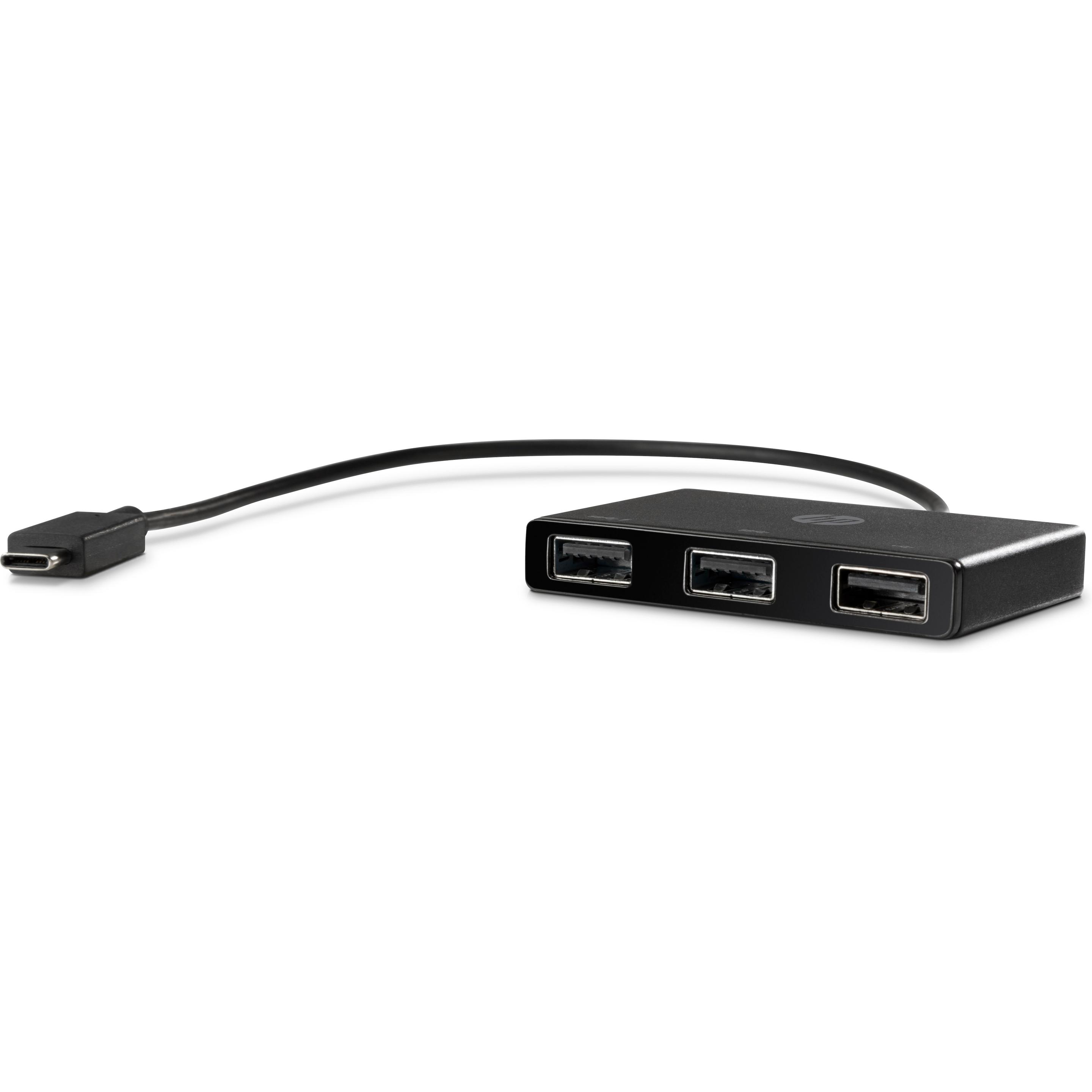 Thumbnail - HPE USB-C to USB-A (USB-C, 3 Ports), Dockingstation + USB Hub, Schwarz