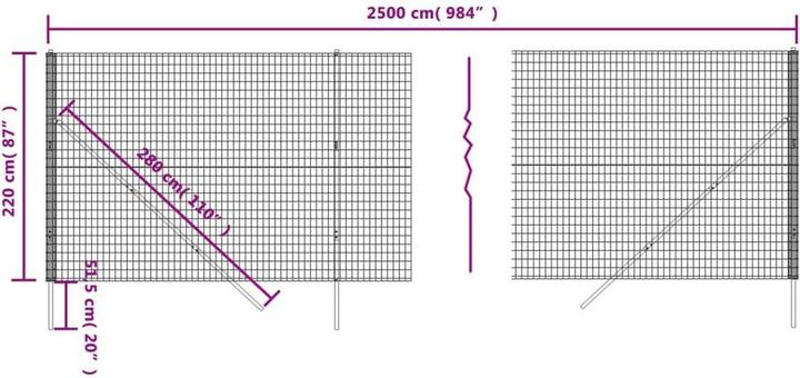 Image du produit vidaXL Maschendrahtzaun Anthrazit 2,2x25 m Verzinkter Stahl